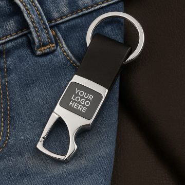 Premium Leather Metal Keychain – Flap Closure