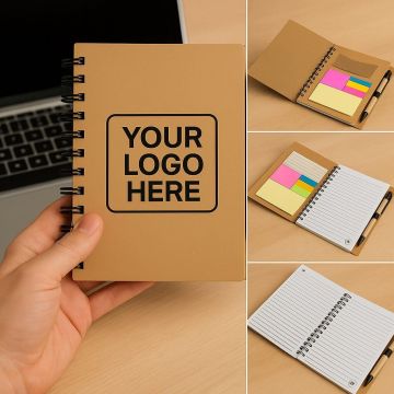 Writing Spiral Notepad with Pen – With Sticky Notes, Writing Pad & Pouch