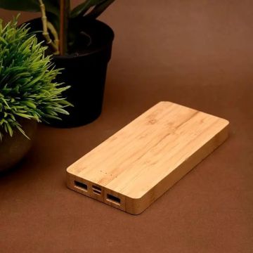 Bamboo Wood Power Bank – 10,000mAh | Dual Output & Fast Charging