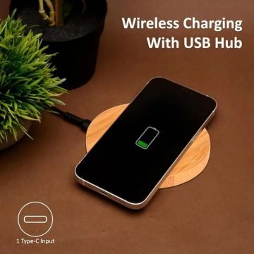 15W Wireless Charger – Type-C | Bamboo Wood